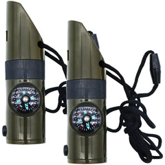 2Pcs 7-in-1 Multi-Function Compass Whistle