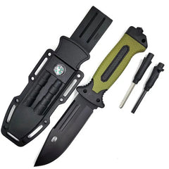 Tactical Survival Knife with Rescue Sheath, Compass, Whistle & Flint Armerado