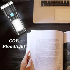 4-Core LED USB Rechargeable Flashlight with COB Side Light