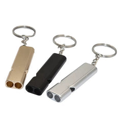 Emergency Survival Whistle – Double Tube Aluminum with Lanyard Keychain