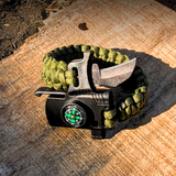 Paracord Bracelet with Knife  /Whistle/Compass/ Flint