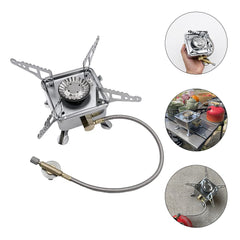 Mini Camping Stove With Hose - Compact Outdoor Stove with Enhanced Safety Gas Pipe