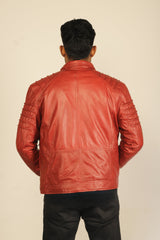 Men Red Pure Leather Jacket