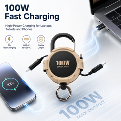 PowerFlex Charging Combo - 100W Retractable Cable + 10000mAh Power Bank