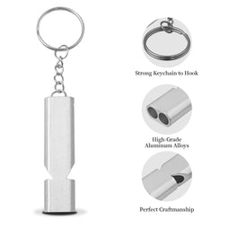 Emergency Survival Whistle – Double Tube Aluminum with Lanyard Keychain