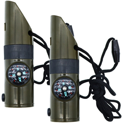 2Pcs 7-in-1 Multi-Function Compass Whistle