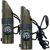 2Pcs 7-in-1 Multi-Function Compass Whistle