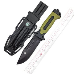 Tactical Survival Knife with Rescue Sheath, Compass, Whistle & Flint Armerado
