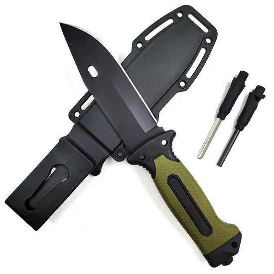 Tactical Survival Knife with Rescue Sheath, Compass, Whistle & Flint Armerado