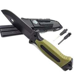 Tactical Survival Knife with Rescue Sheath, Compass, Whistle & Flint Armerado