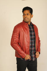 Men Red Pure Leather Jacket