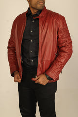 Men Red Pure Leather Jacket