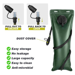 3L Water Bag Backpack Pack Camping Water Tactical Reservoir System Bladder Hydration, Green