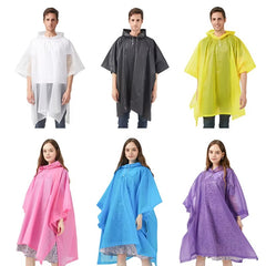 Rain Poncho for Adults with Drawstring Hood – Lightweight