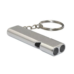 Emergency Survival Whistle – Double Tube Aluminum with Lanyard Keychain