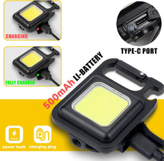 Rechargeable COB Keychain Flashlight with Magnetic Base