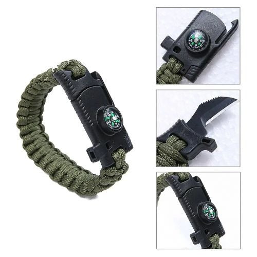thumbnail image 2 of Paracord Survival Bracelet 8" – Built-in Compass, Flint Fire Starter, Whistle – Camping Gear 2 of 4