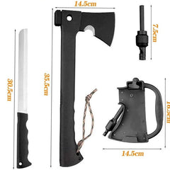 Axe with Knife and Flint Fire Starter