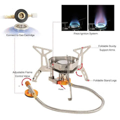 Alpine Gas Burner Windproof Foldable Gas Stove for Outdoor Cooking