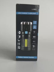 4-Core LED USB Rechargeable Flashlight with COB Side Light