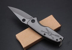 Engraved Steel Handle Folding Knife Armerado