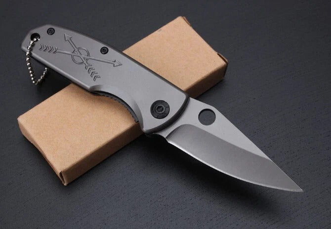 Engraved Steel Handle Folding Knife Armerado